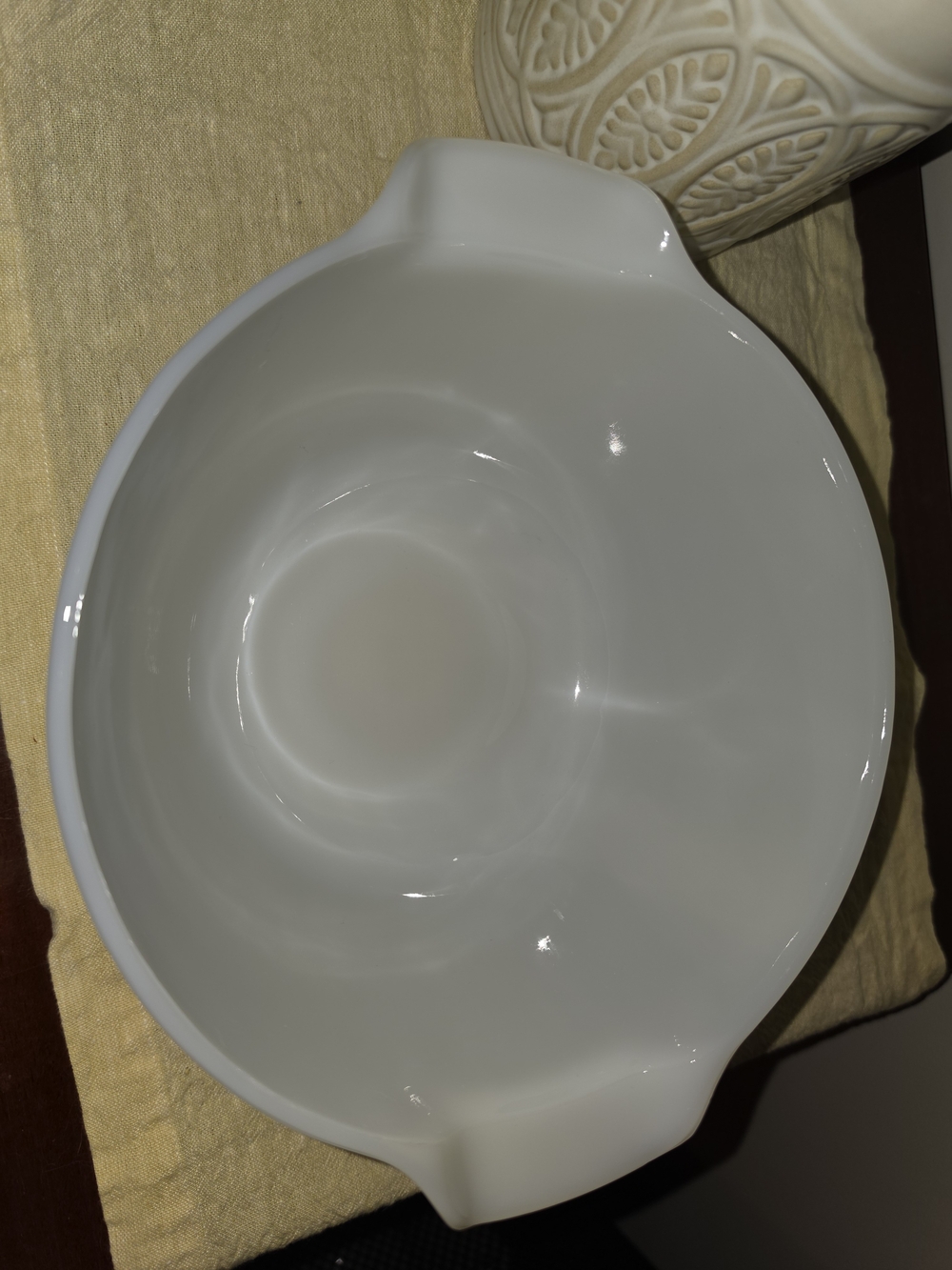 Fire King Milk Glass Mixing Bowl w Pour Spouts